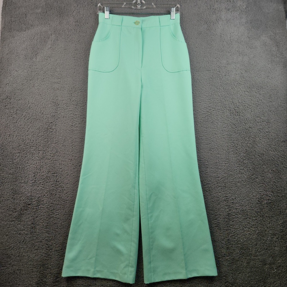 Vintage 70s High Waisted Wide Leg Bell Bottom Pants 26 x 31 Seafoam Indie Sleeze